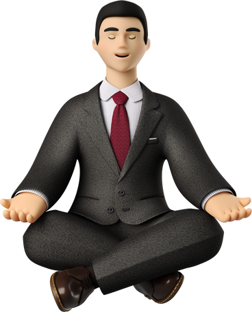 businessman in black suit meditating PNG, SVG
