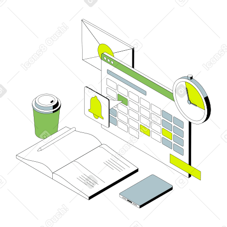 Digital planner for time management Illustration in PNG, SVG