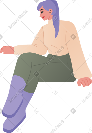 坐着的年轻女子 PNG, SVG