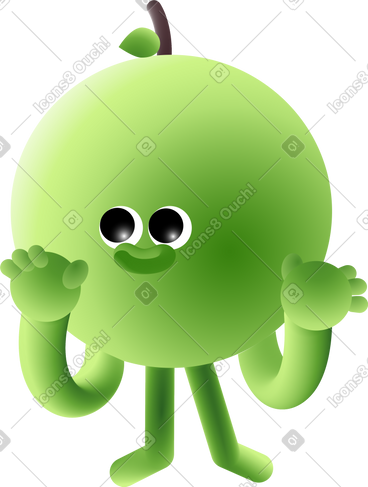 Green apple with eyes PNG, SVG