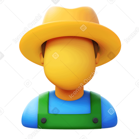 3D farmer Illustration in PNG, SVG