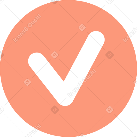 Marca de seleção branca em um círculo laranja PNG, SVG