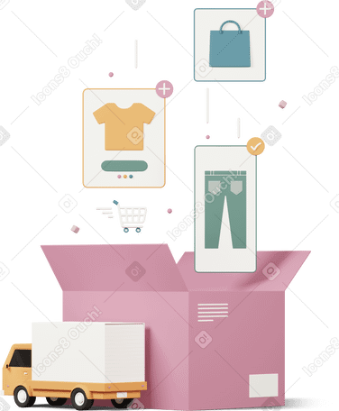 3D online shopping delivery PNG, SVG