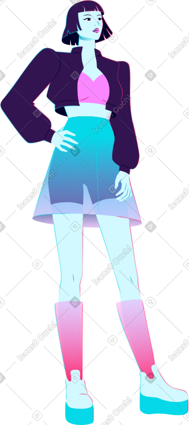 站着的年轻女子，手放在腰带上 PNG, SVG