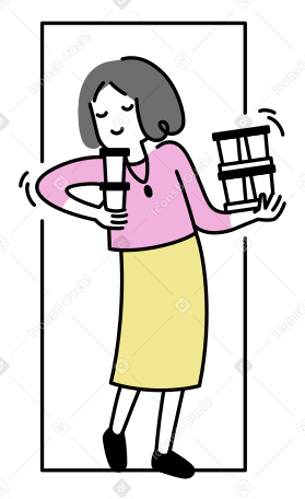 Молодая женщина приносит кофе своим коллегам в PNG, SVG
