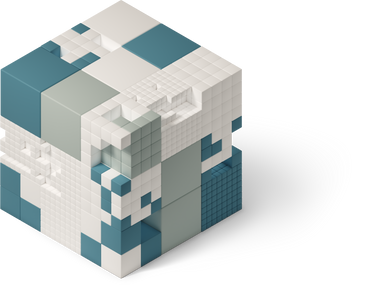 Abstract cube made of blocks PNG, SVG