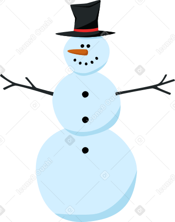 snowman wiht carrot Illustration in PNG, SVG