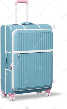 3D suitcase blue Illustration in PNG, SVG