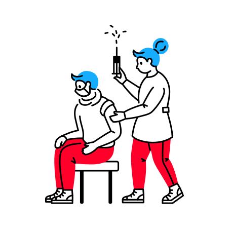 Nurse making vaccination-injection to man Illustration in PNG, SVG
