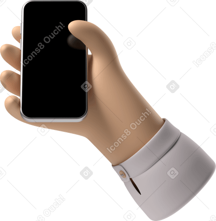 3D White skin hand holding a phone PNG, SVG