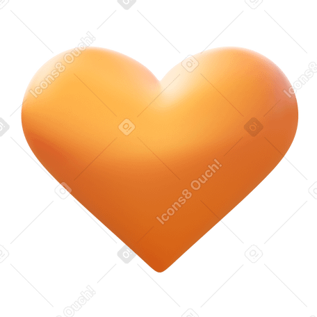 3D orange heart  Illustration in PNG, SVG