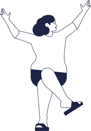 woman is sitting with her hands raised up PNG, SVG