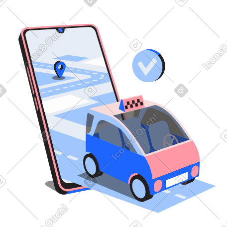 使用移动应用程序预订出租车 PNG, SVG