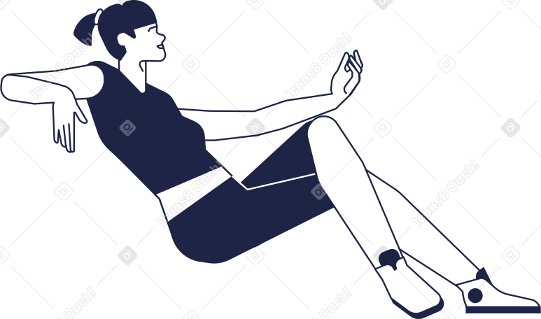 woman sitting line Illustration in PNG, SVG