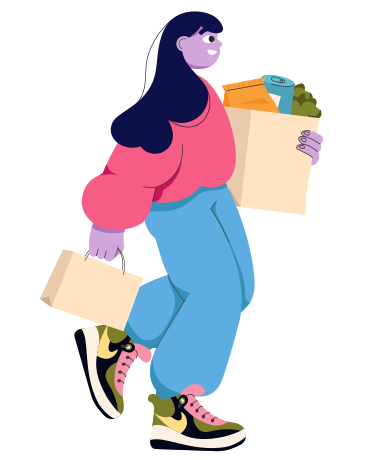 Girl carrying a bag of groceries PNG, SVG
