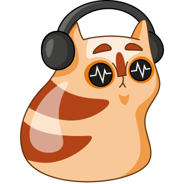 Cat listening to music PNG, SVG