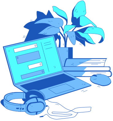 Workspace with laptop and headphones PNG, SVG