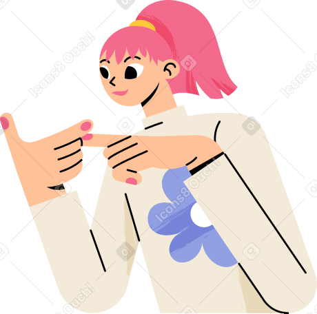 girl pointing her finger Illustration in PNG, SVG