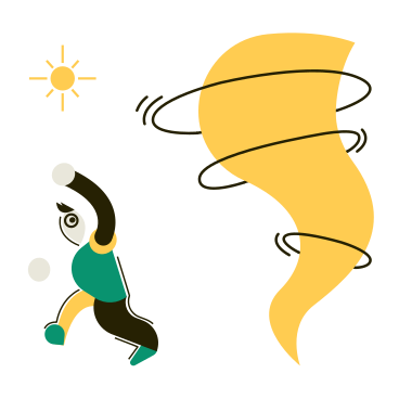 Scared man running from a tornado PNG, SVG