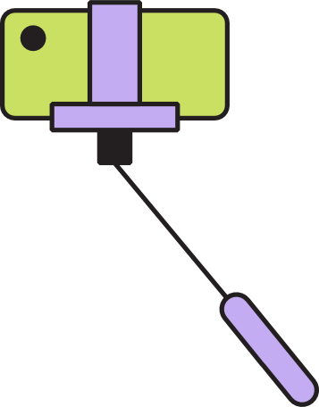 phone with selfie stick Illustration in PNG, SVG