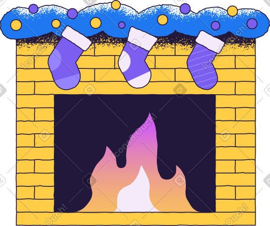 christmas fireplace PNG, SVG