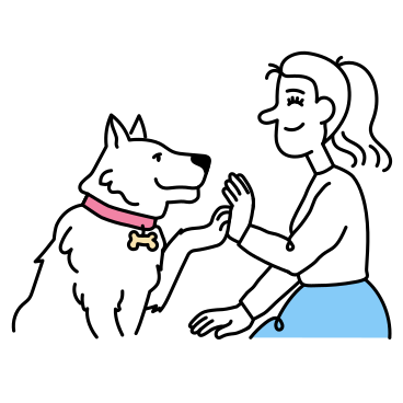 Young woman training her dog PNG, SVG