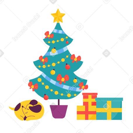 Christmas gifts under the tree Illustration in PNG, SVG