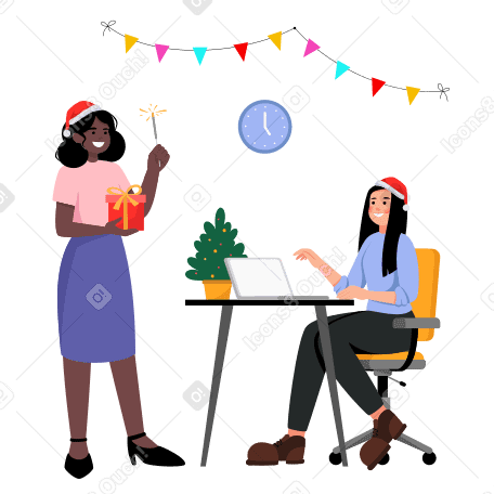 New Year corporate party at work Illustration in PNG, SVG