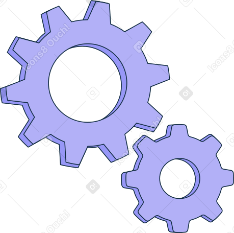 two gears Illustration in PNG, SVG