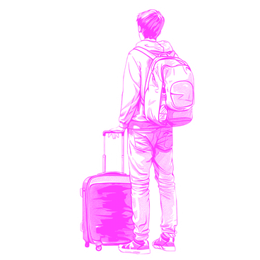 Young man with suitcase PNG, SVG