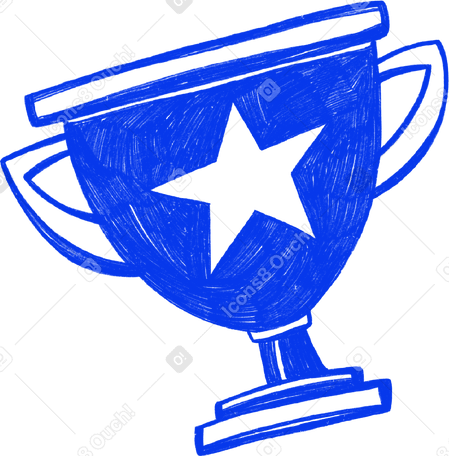 blue victory cup with a star in the center в PNG, SVG