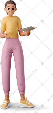 3D girl explaining lesson material PNG, SVG