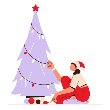 Frau schmückt einen weihnachtsbaum PNG, SVG