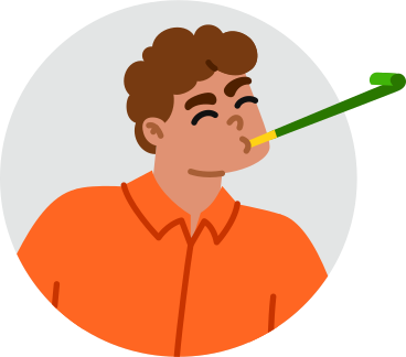 Illustration animée Homme avec avatar de corne de fête aux formats GIF, Lottie (JSON) et AE