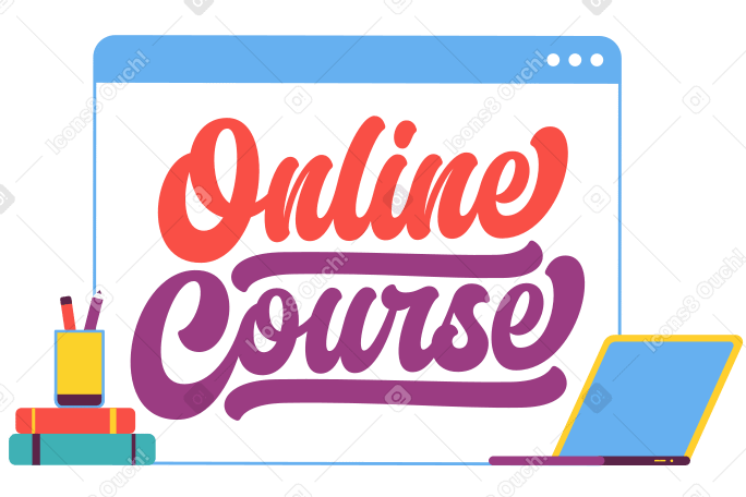 Lettering Online Course with laptop and books text PNG, SVG