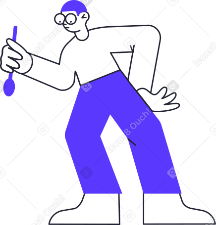 man with a spoon Illustration in PNG, SVG