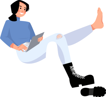 woman with laptop in one shoe PNG, SVG