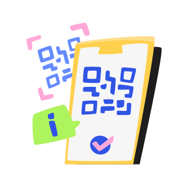 Phone with a QR code and an information icon in the message PNG, SVG