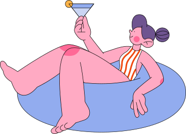 girl in striped swimsuit laying in rubber ring PNG, SVG