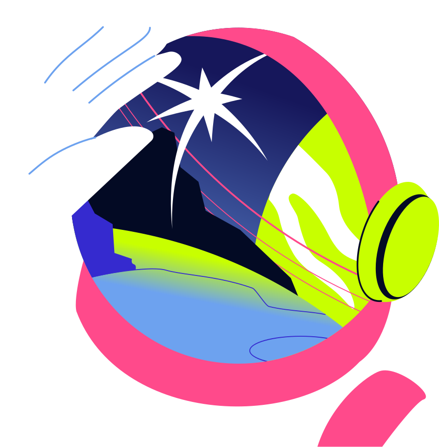 astronaut helmet with hand Illustration in PNG, SVG