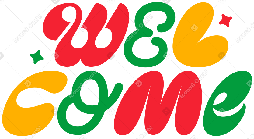 lettering welcome in different letters style text PNG, SVG