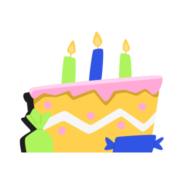 Birthday cake with candles and candies PNG, SVG