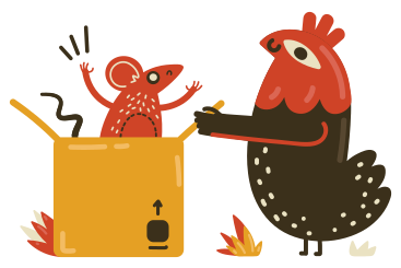 Pollo che riceve un pacco a sorpresa PNG, SVG