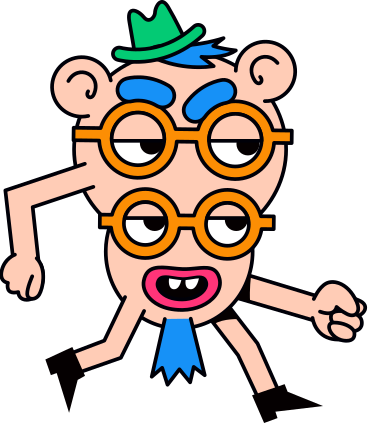 four-eyed walking character PNG, SVG