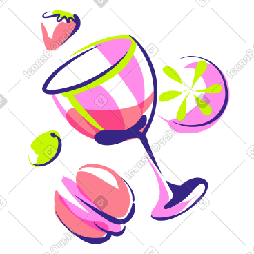 夏季鸡尾酒配料和玻璃 PNG, SVG