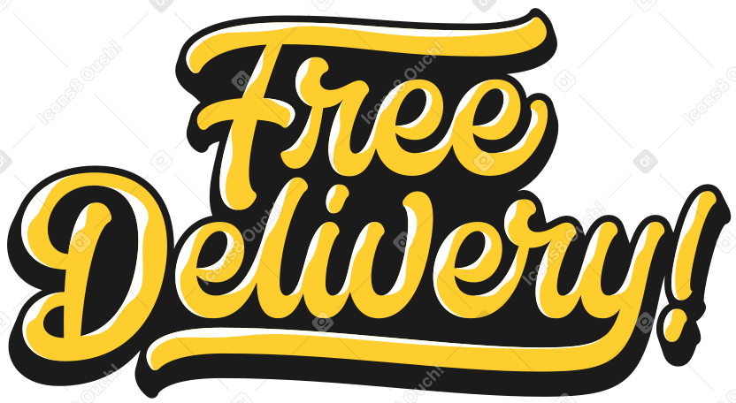 lettering free delivery! taxi Illustration in PNG, SVG
