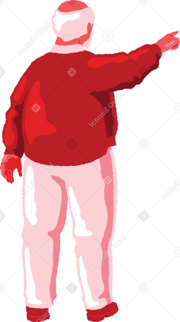 old chubby man pointing back Illustration in PNG, SVG