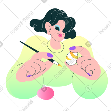 画复活节彩蛋的年轻女子 PNG, SVG