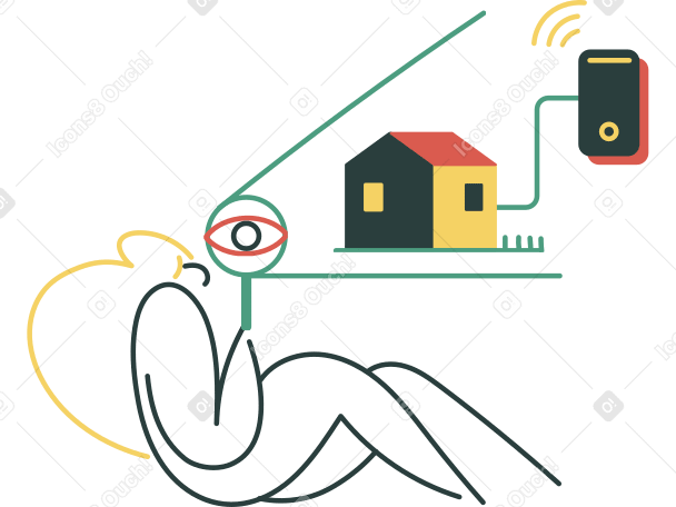 Woman using a smart home system PNG, SVG