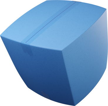 Blue closed box flying turned left PNG, SVG